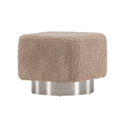 Pouf en tissu bouclé marron style contemporain AUGUSTIN