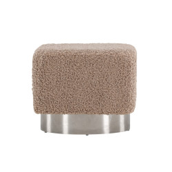 Pouf en tissu bouclé marron style contemporain AUGUSTIN