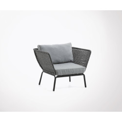 Fauteuil Salon Jardin 94cm Corde Grise Alahu