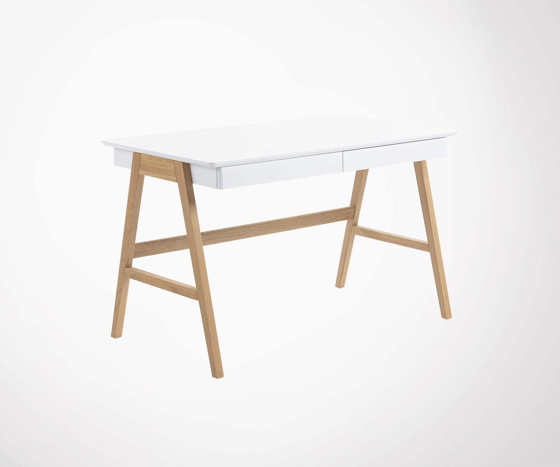 Bureau Moderne 120 Cm Bois De Chene Blanc Naturel Tendances Deco